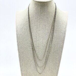 Vintage Triple Strand Silver Tone Chain Necklace Layered Mixed Link Style